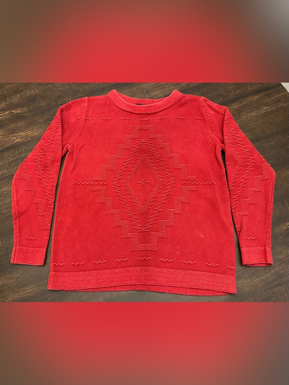 Pendleton Southwestern Textured Cotton Crewneck Women’s Sweater-Small